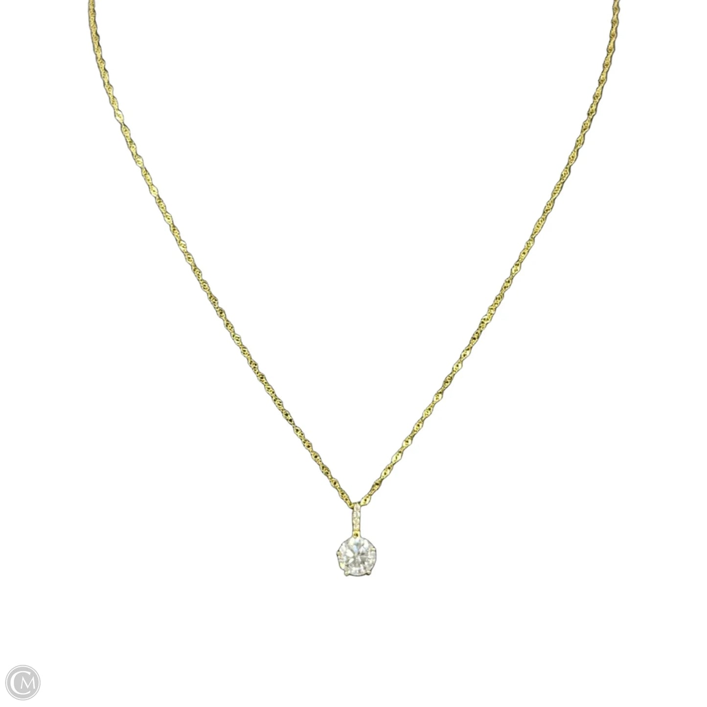 Gold Over Sterling Silver CZ Pendant Necklace