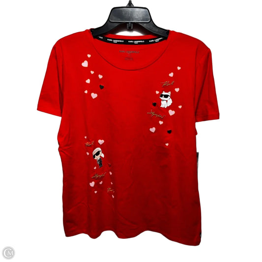 Top Short Sleeve Designer By Karl Lagerfeld In Apple, Size: L