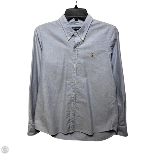 Slim Fit Top Long Sleeve By Ralph Lauren In Blue, Size: 14