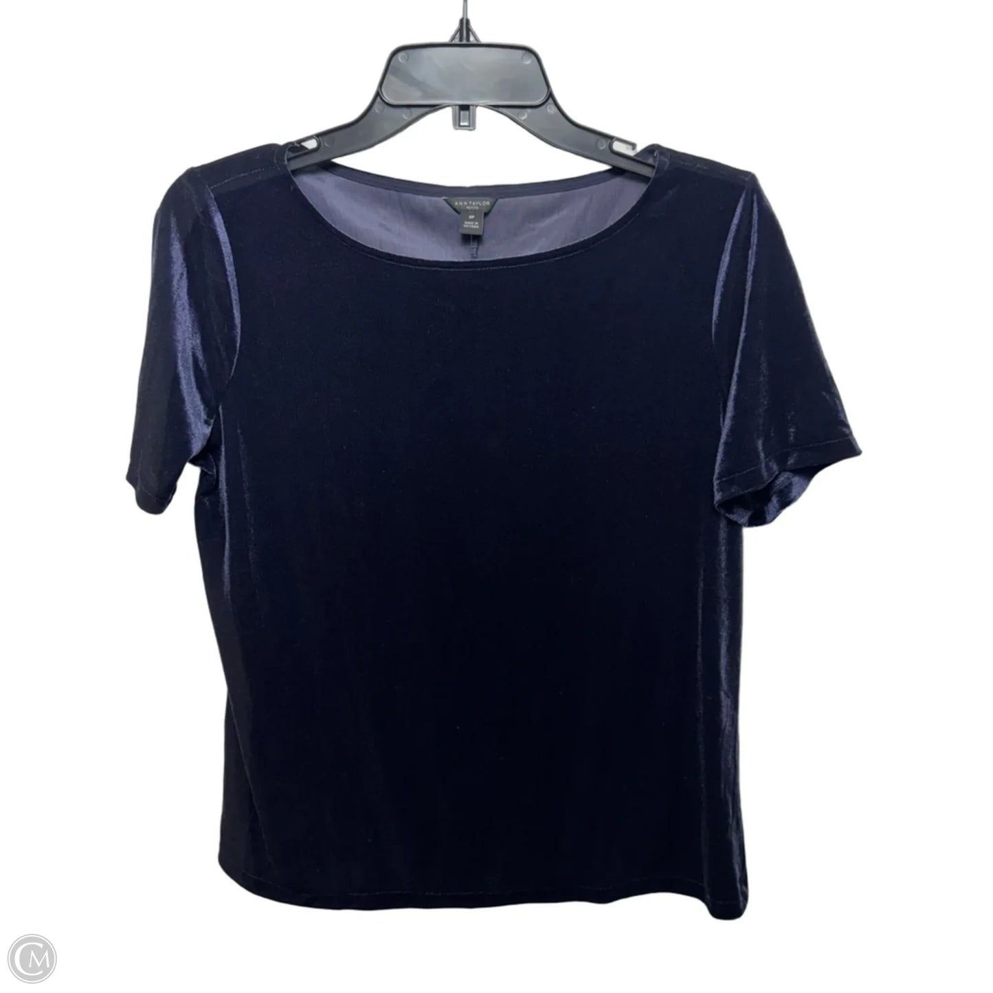 Velvet Top Short Sleeve By Ann Taylor In Blue, Size: Mp