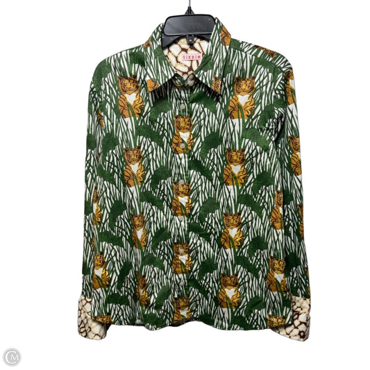 Tiger Print Button-Down Long Sleeve By Tizzie In Animal Print, Size: L