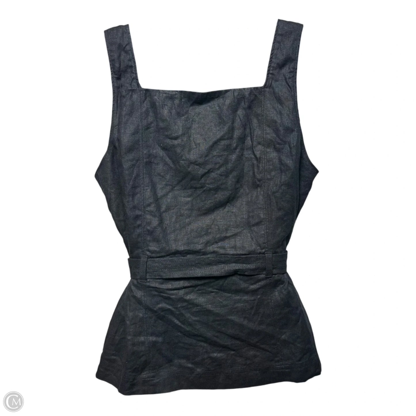 Linen Blend Belted Top Sleeveless By Ann Taylor In Black, Size: 2