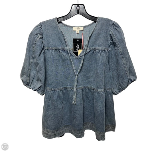 Olivia Top Short Sleeve By Entro In Blue Denim, Size: S