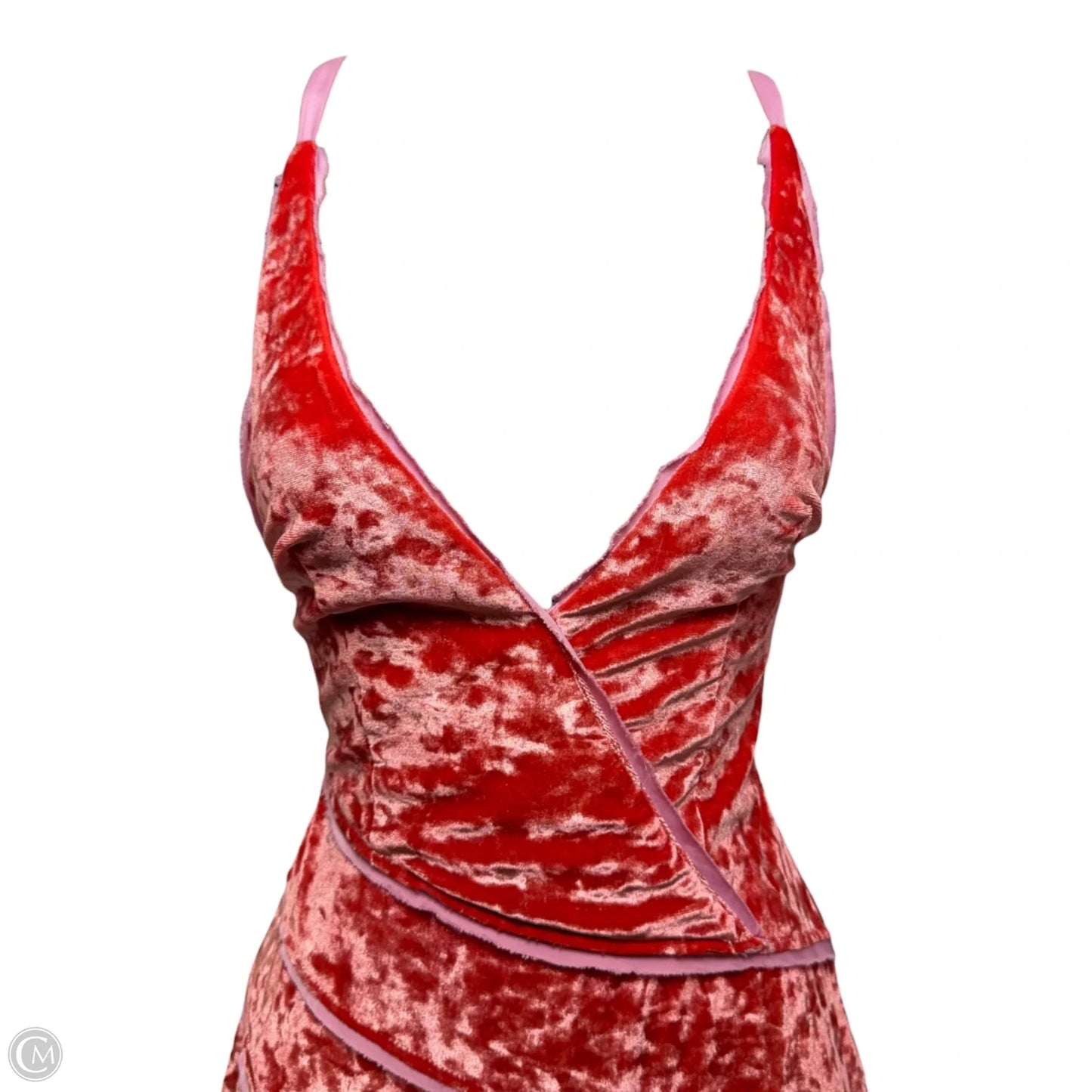Deia Velvet Midi Dress By Free People In Pink & Orange, Size: XS