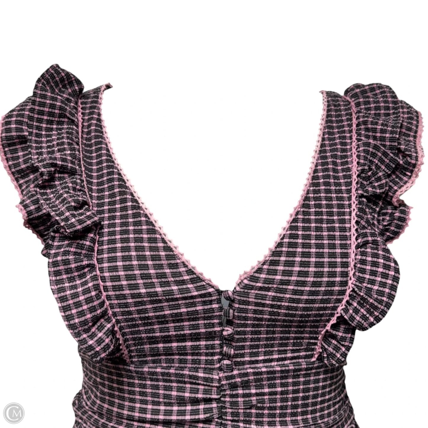Dress Casual Short By Betsey Johnson In Black & Pink Plaid, Size: 6