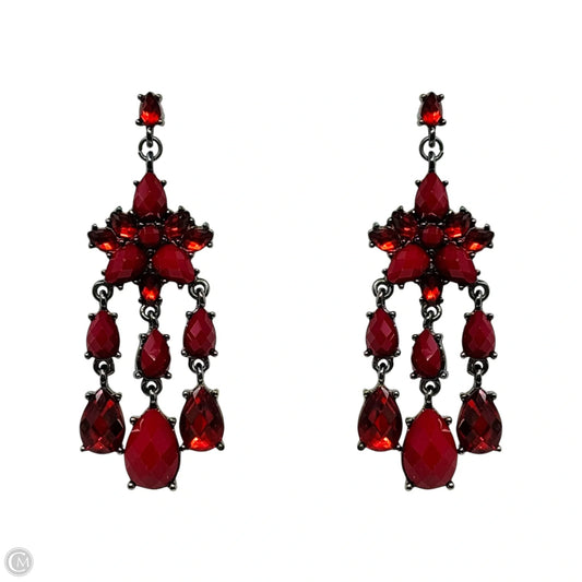 Red Faceted Chandelier Dangle Earrings