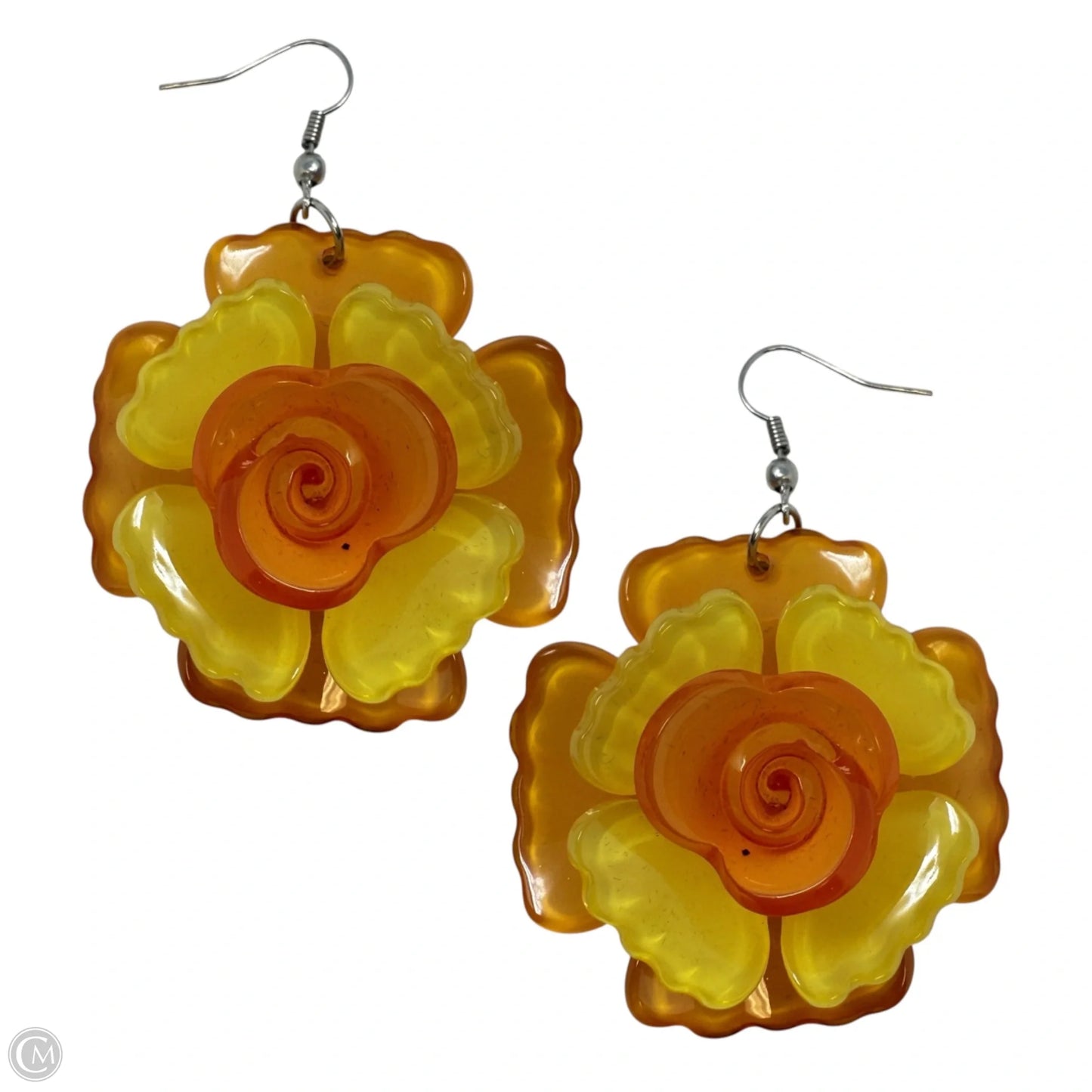 Orange Flower Drop Earrings