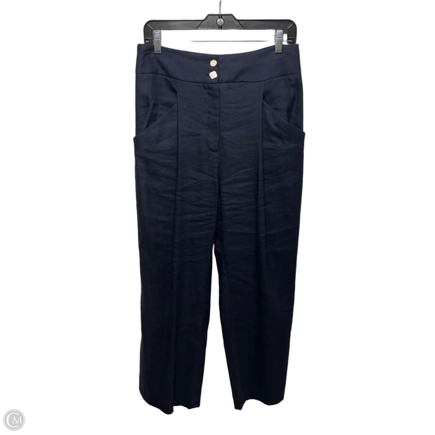 Kuna Wide-Leg Linen Blend Trouser By Veronica Beard In Navy, Size: 8
