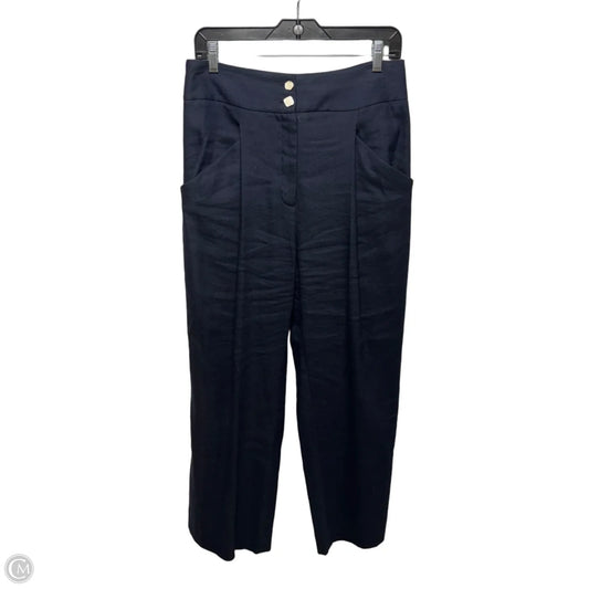 Kuna Wide-Leg Linen Blend Trouser By Veronica Beard In Navy, Size: 8