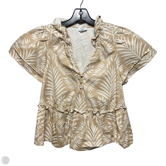 Top Short Sleeve By Crown And Ivy In Cream & Tan, Size: Mp
