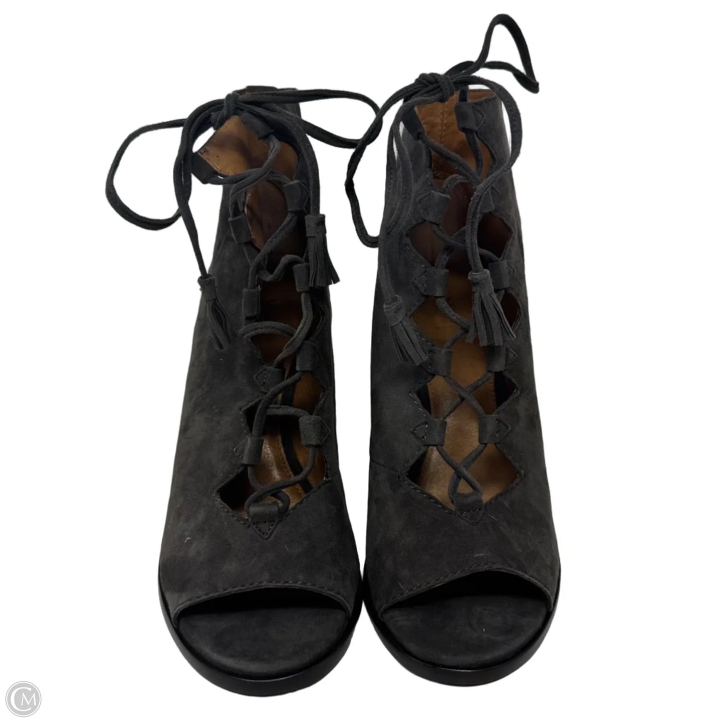 Gabby Lace Up Boots Shoes Designer By Frye In Grey, Size: 6