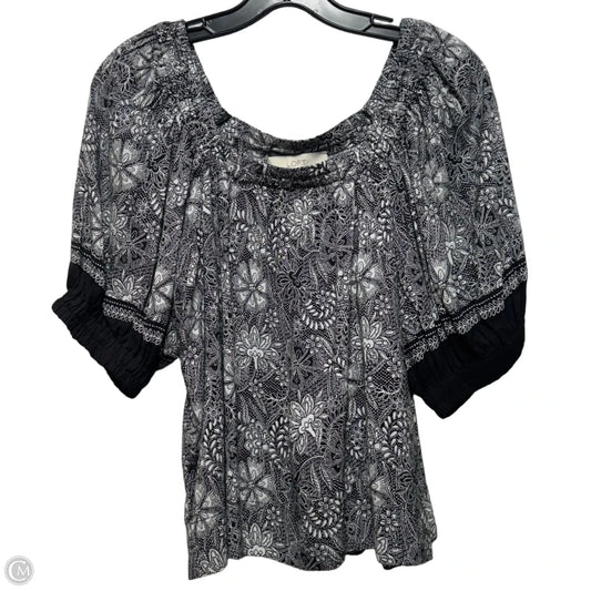 Top Short Sleeve By Loft In Black & White, Size: S