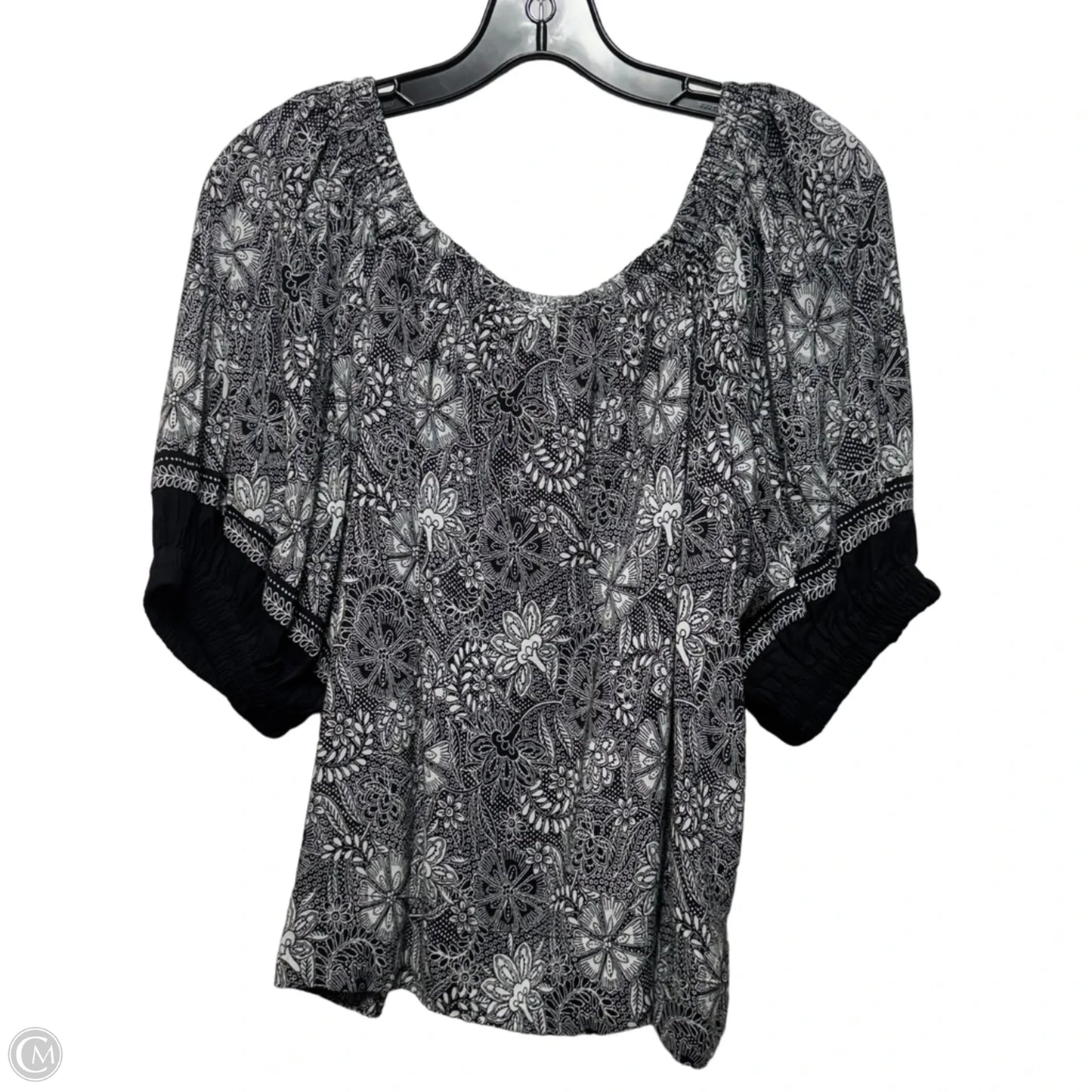Top Short Sleeve By Loft In Black & White, Size: S