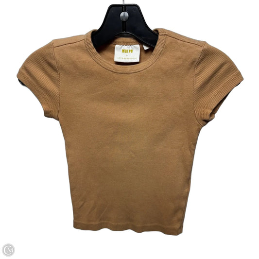 Crop Top Short Sleeve By Maeve In Tan, Size: Xxs