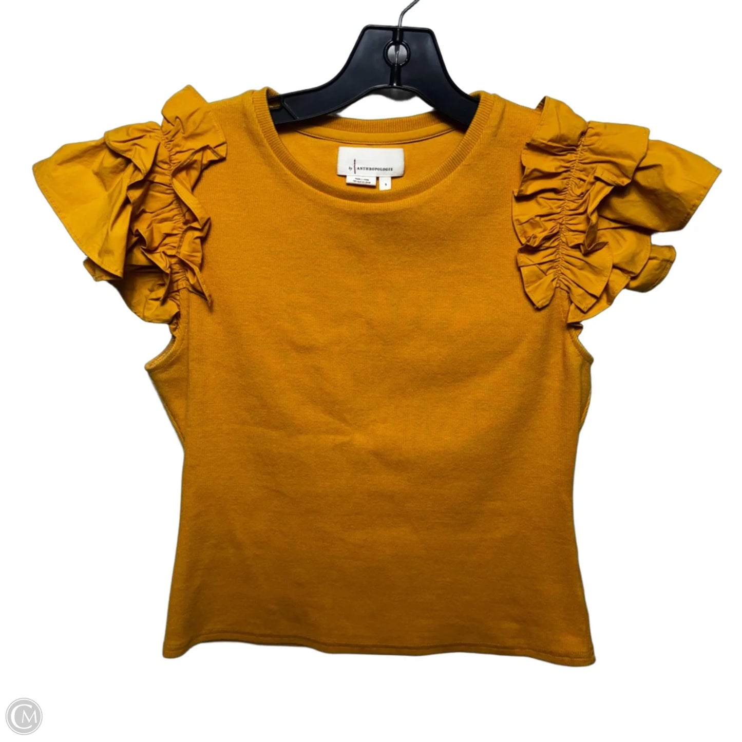Top Short Sleeve By Anthropologie In Gold, Size: S