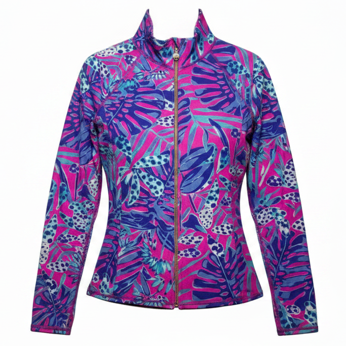 Serena Jacket Designer By Luxletic Lilly Pulitzer In Blue & Pink, Size: L