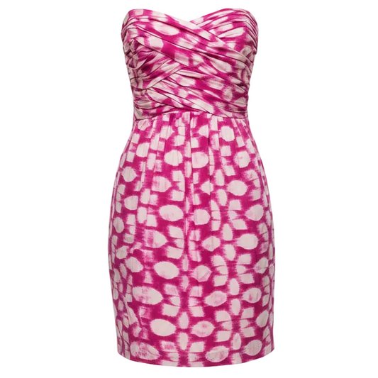 Silk Strapless Mini Dress By Shoshanna In Pink & White, Size: 4
