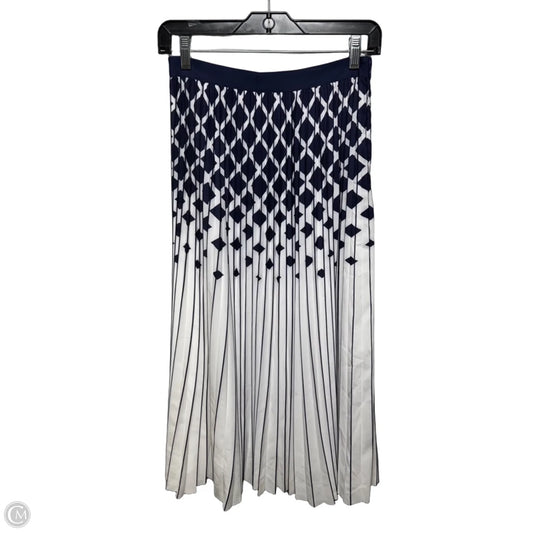 Pleated Skirt Midi By Reiss In Blue & White, Size: 4