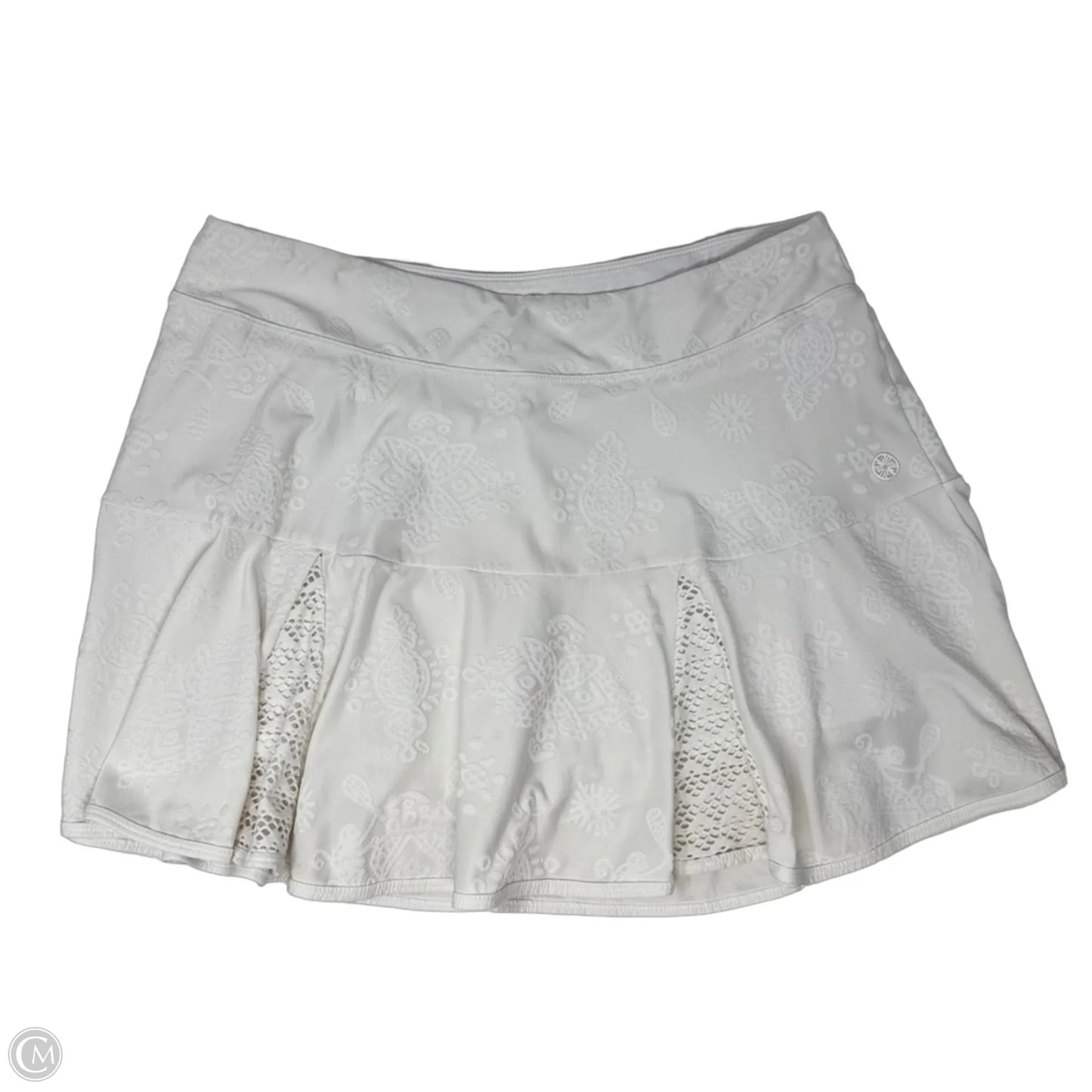 Coquina Tennis Skort Designer By Luxletic Lilly Pulitzer In Resort White Nylon Tennis Money Knit Jacquard, Size: M