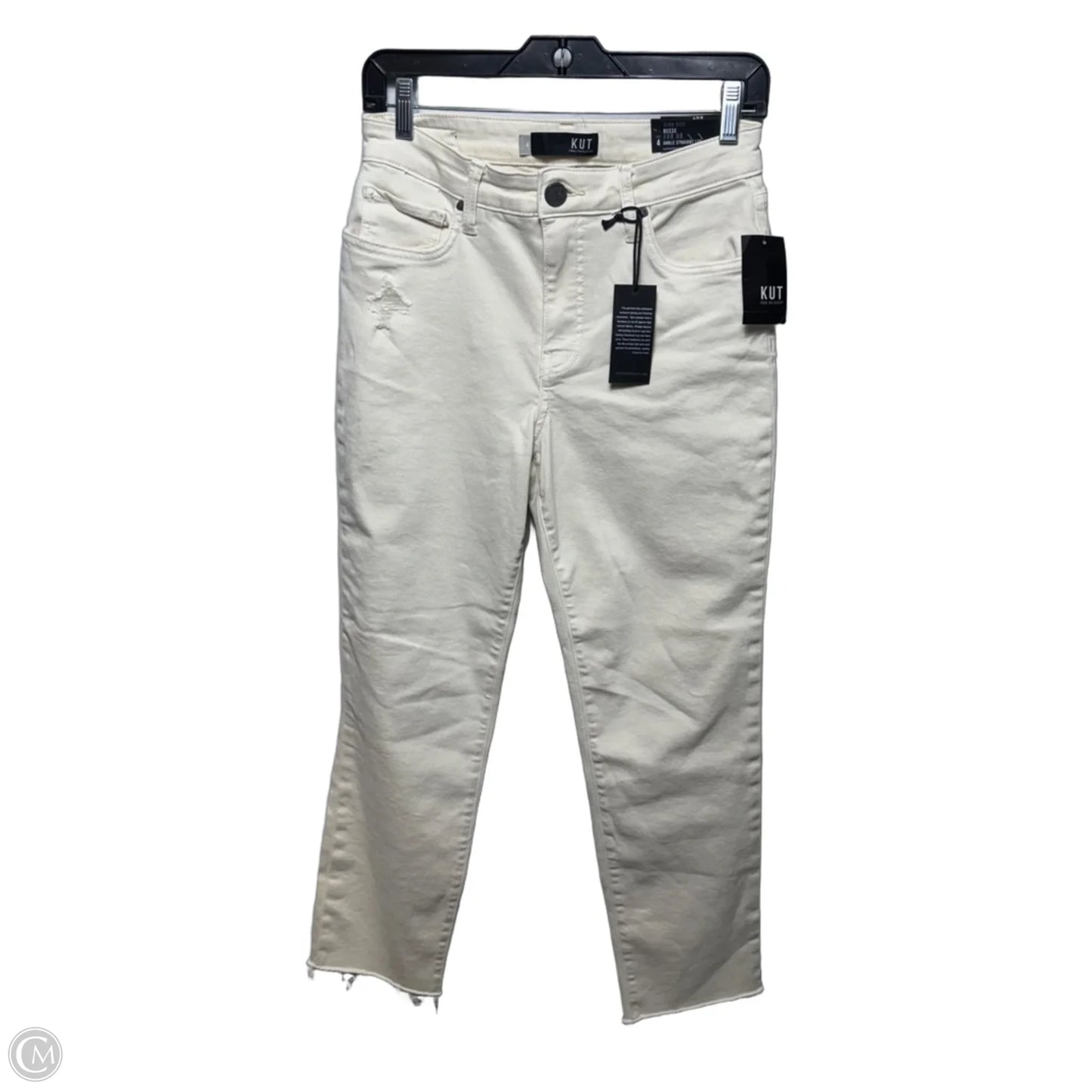 High Rise Reese Ankle Straight Jeans By Kut In Cream, Size: 4