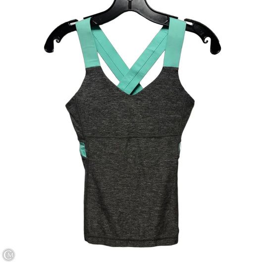Athletic Tank Top By Lululemon In Green & Grey, Size: 6