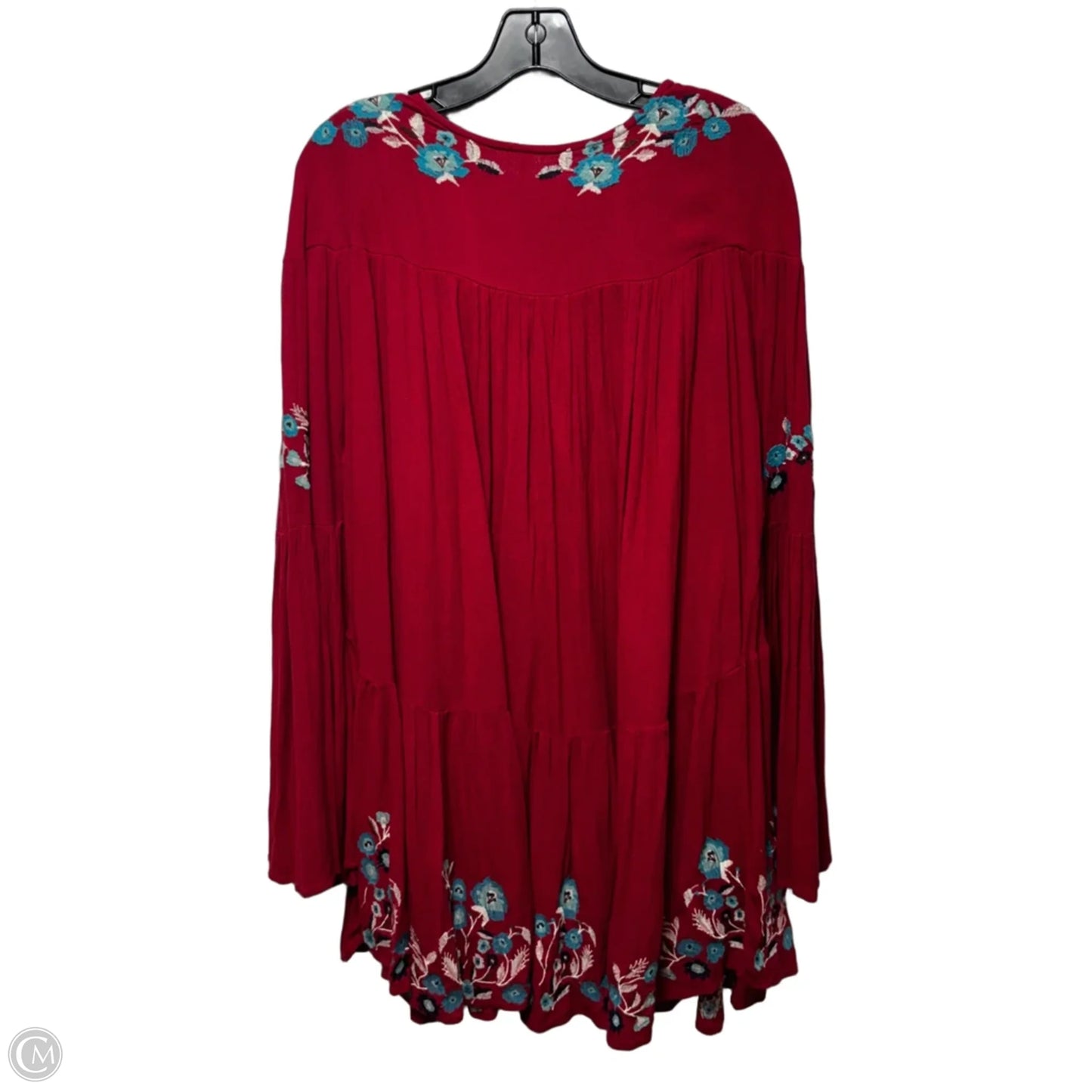 Embroidered Tunic Long Sleeve By Free People In Red, Size: M
