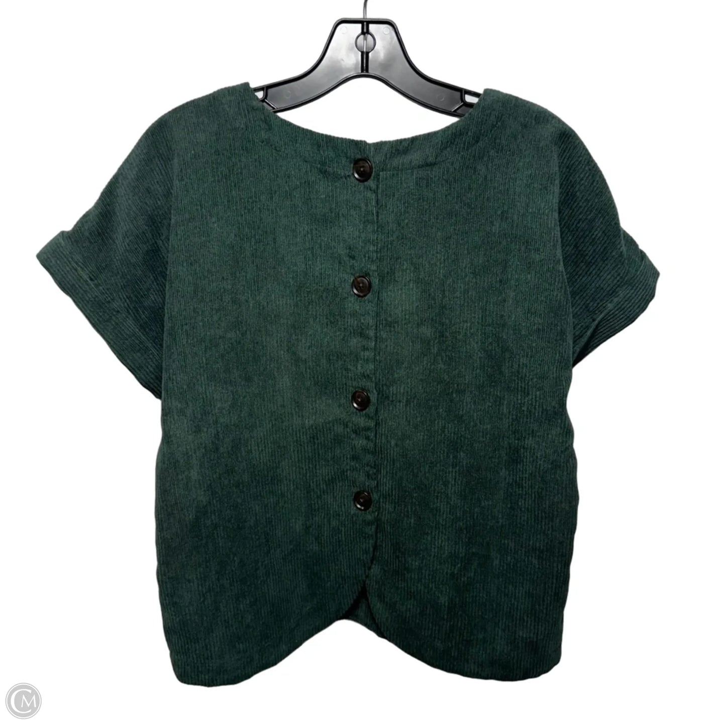 Corduroy Top Short Sleeve By Madewell In Green, Size: Xs