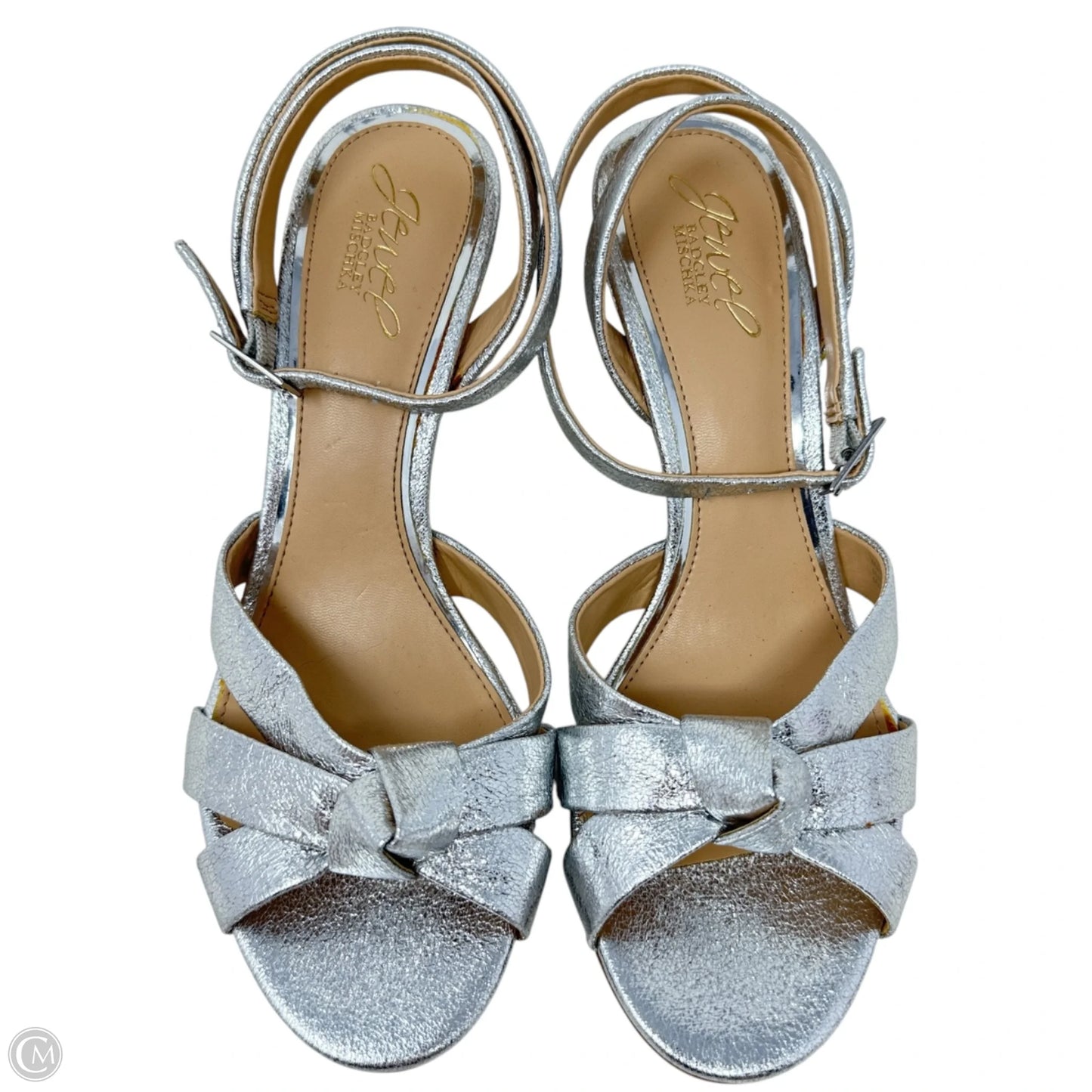 Rhonda Heeled Sandals By Jewel Badgley Mischka In Silver, Size: 8.5