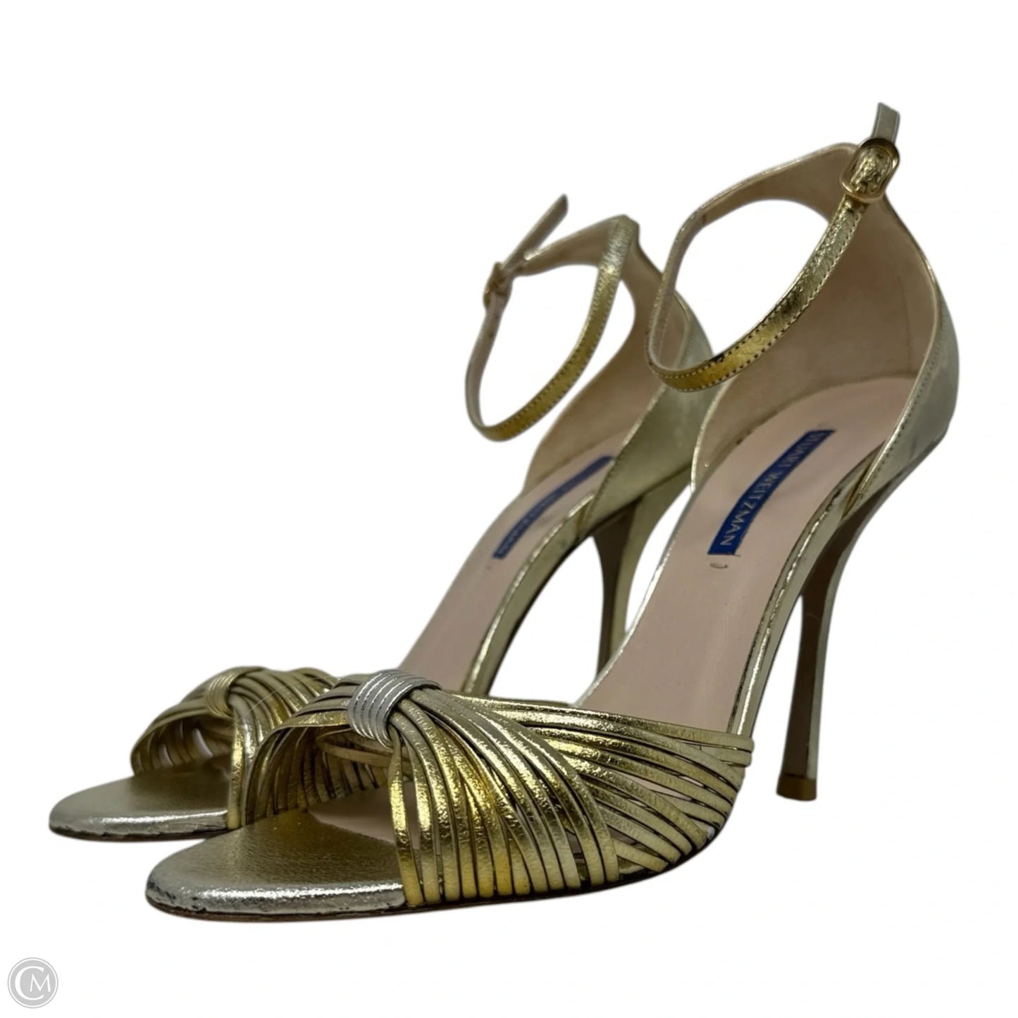 Paulette Sandals Designer By Stuart Weitzman In Gold, Size: 8.5
