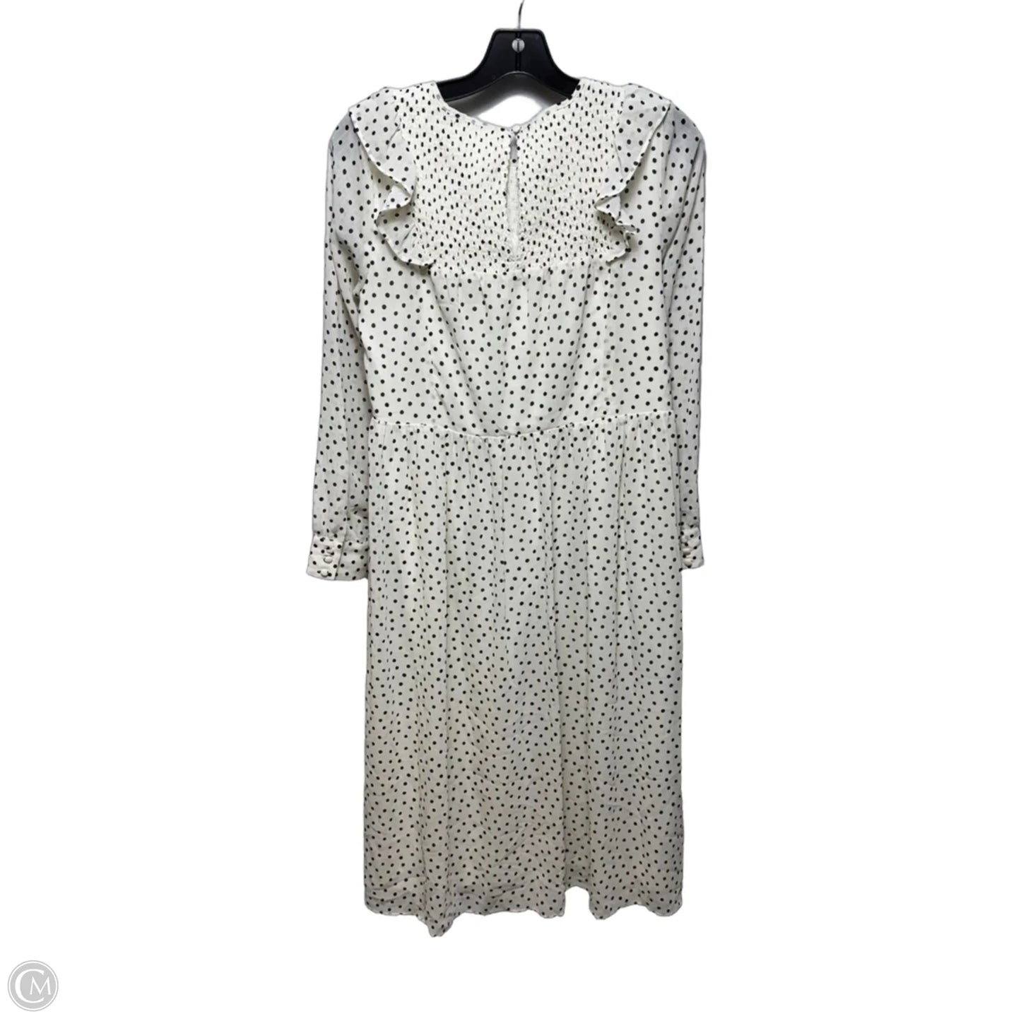 Smocked Ruffle-Shoulder Midi Dress By Madewell In Inkbrush Dots Pattern, Size: S