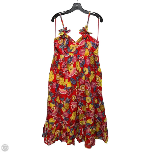 Fruit Motif Cotton Voile Maxi Dress By Fate In Multi-colored, Size: M