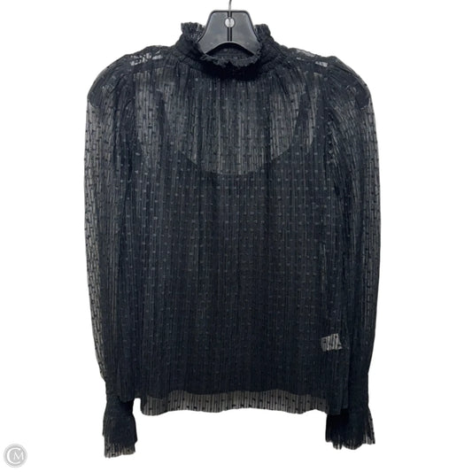 Sheer Pleated Top Long Sleeve By 1.state In Black, Size: S