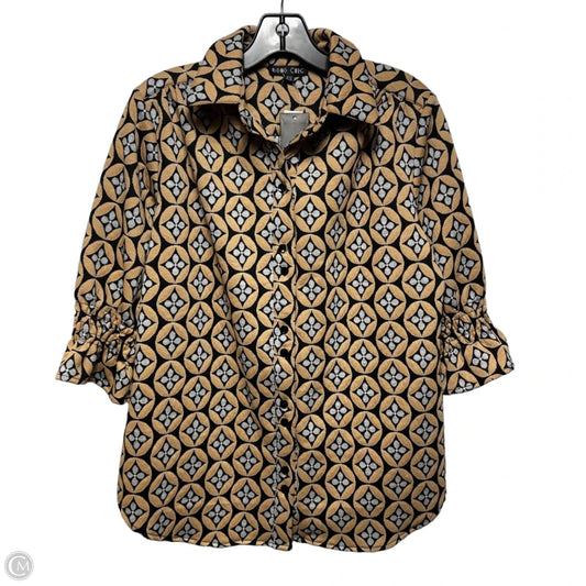 Top 3/4 Sleeve By Boho Chic In Geometric Pattern, Size: Xs