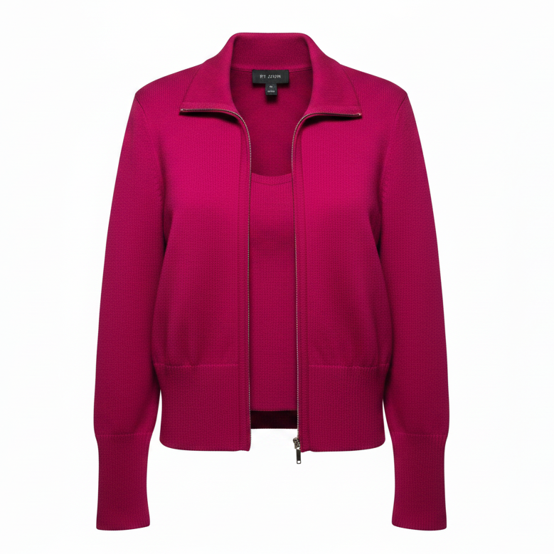 Knit Top & Jacket 2 Piece Set  By St. John In Pink, Size: S