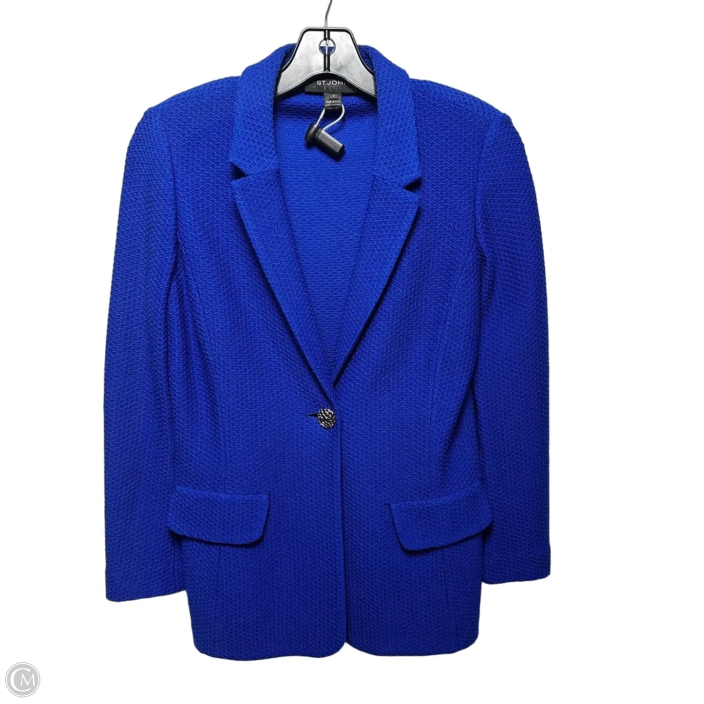 Wool Blend Textured Knit Blazer By St. John In Blue, Size: 4