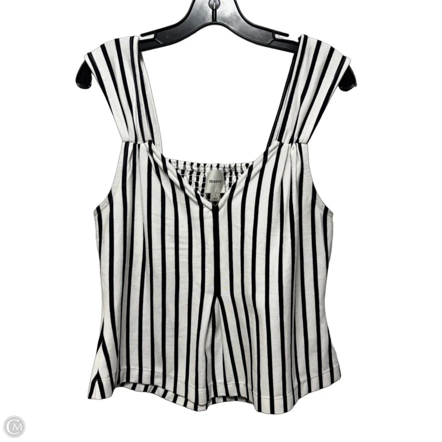 V-Neck Fit-and-Flare Tank By Maeve In Striped Pattern, Size: L