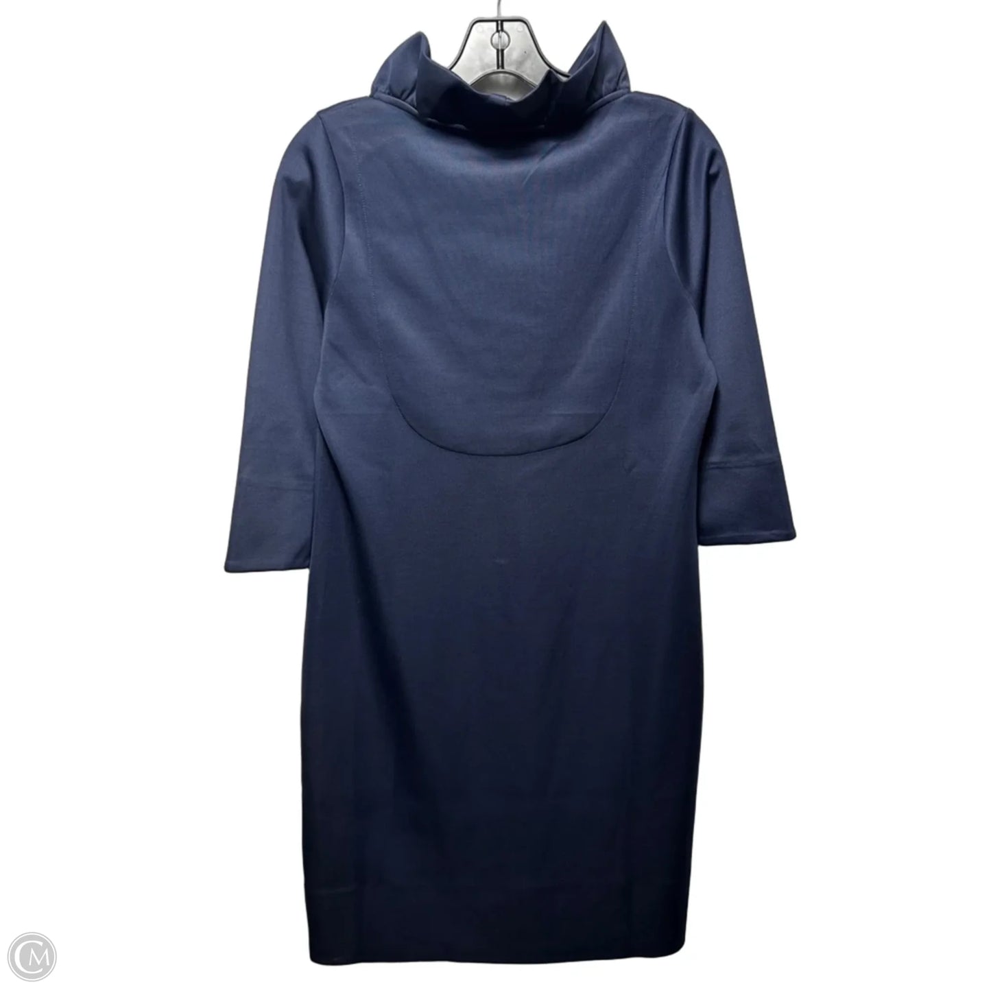 Ruffle Neck Dress Casual Midi By Gretchen Scott In Navy, Size: M