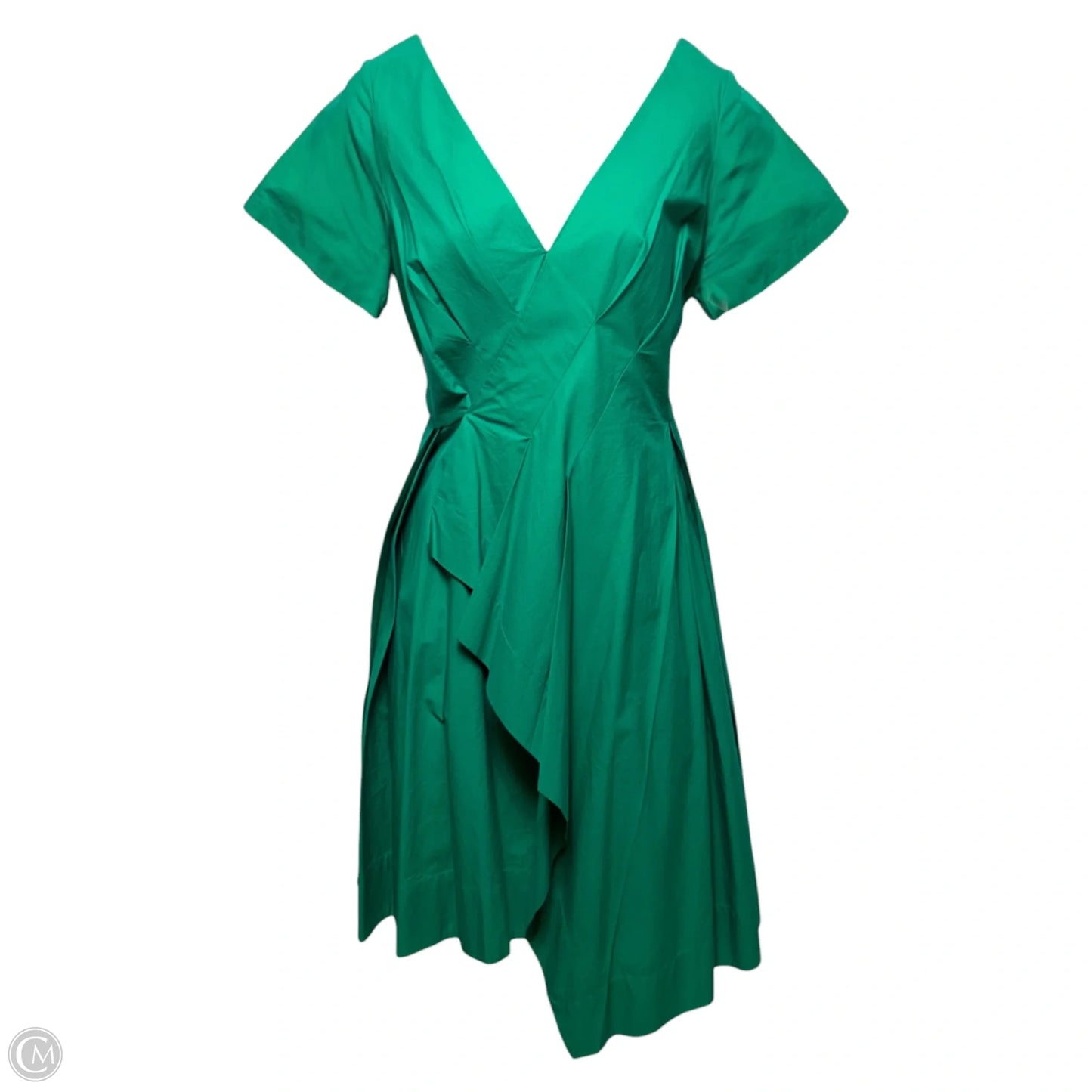 Seamed Poplin Origami Pleated Dress By Maeve In Green, Size: 4