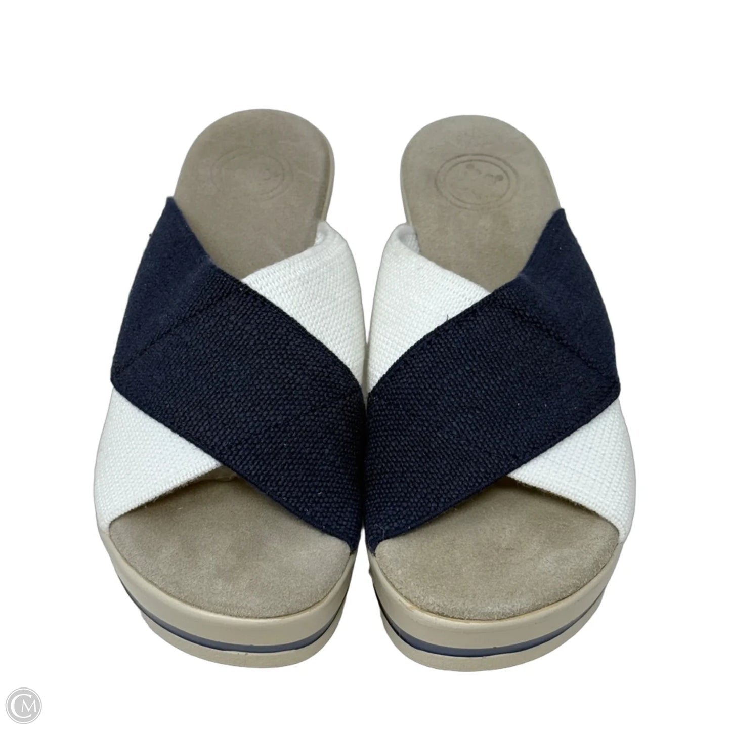 Beaufort Wedge Sandals By Charleston Shoe Company In Blue & White, Size: 6