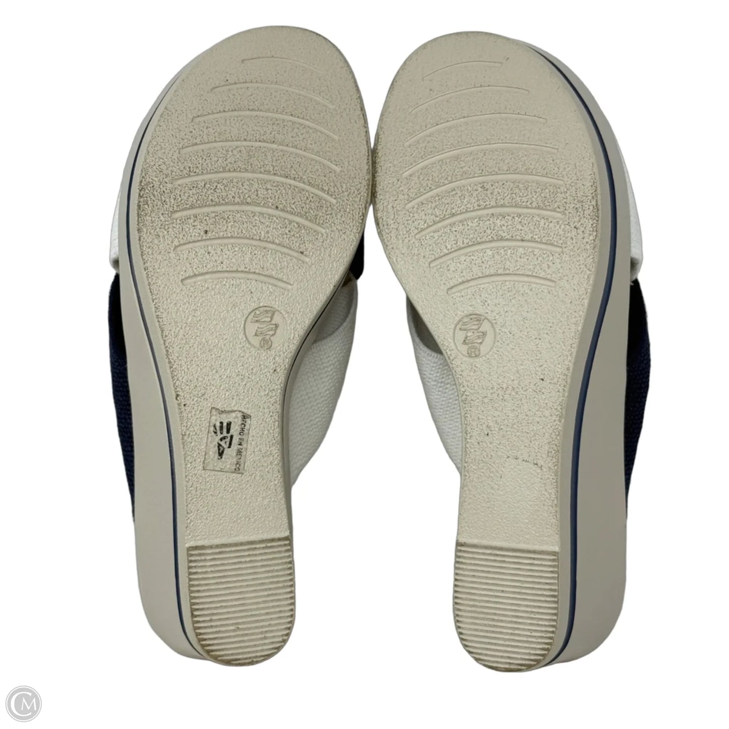 Beaufort Wedge Sandals By Charleston Shoe Company In Blue & White, Size: 6