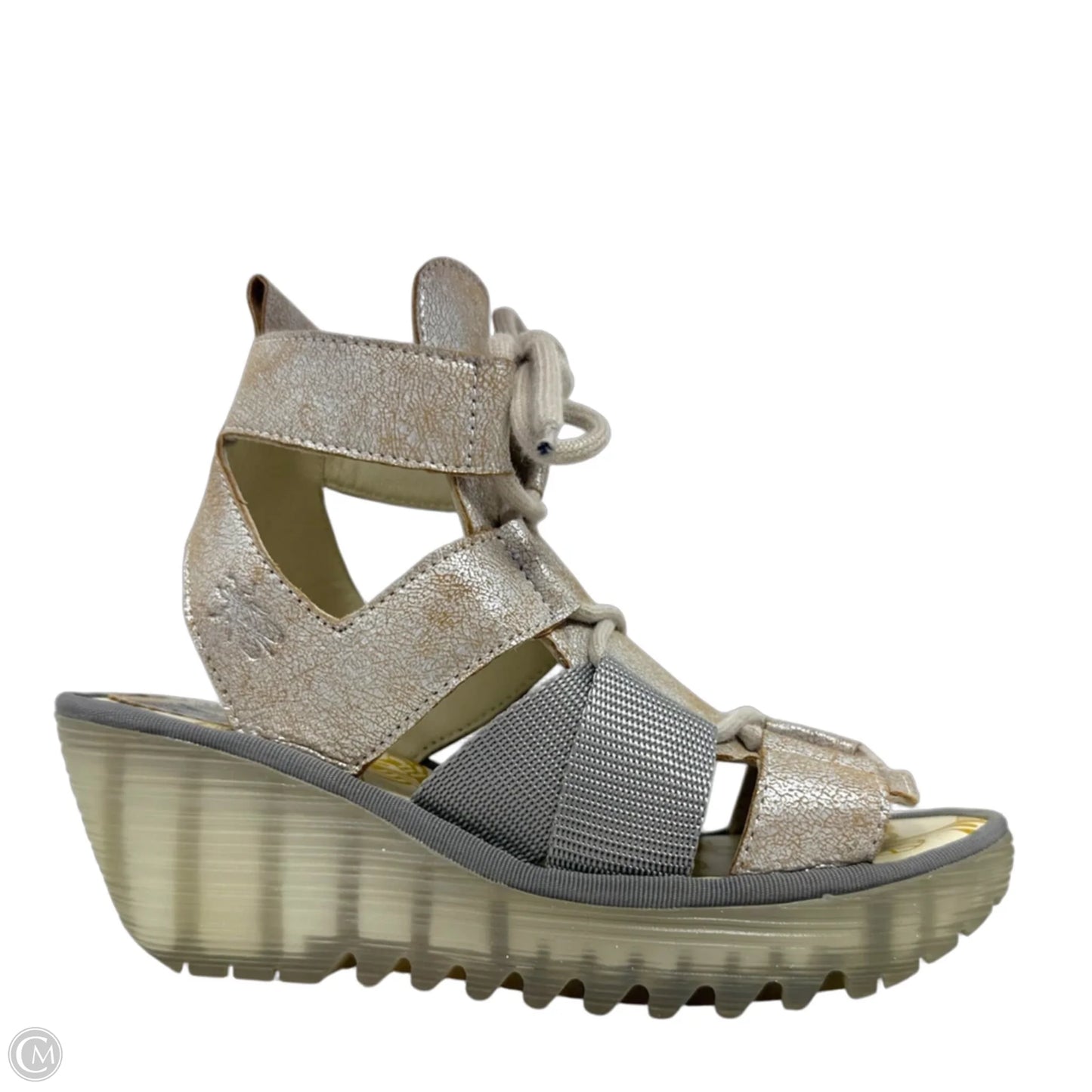 Yaca Lace Up Wedge Sandals By Fly London In Bronze, Size: 6