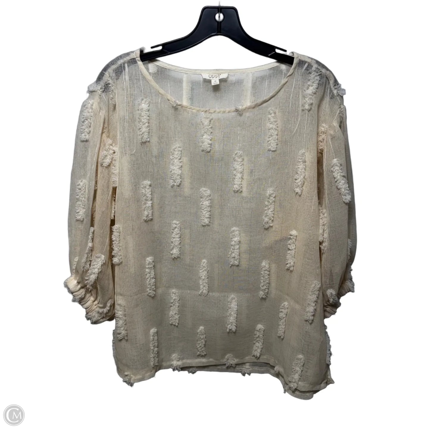 Top 3/4 Sleeve By Oddi In Cream, Size: M