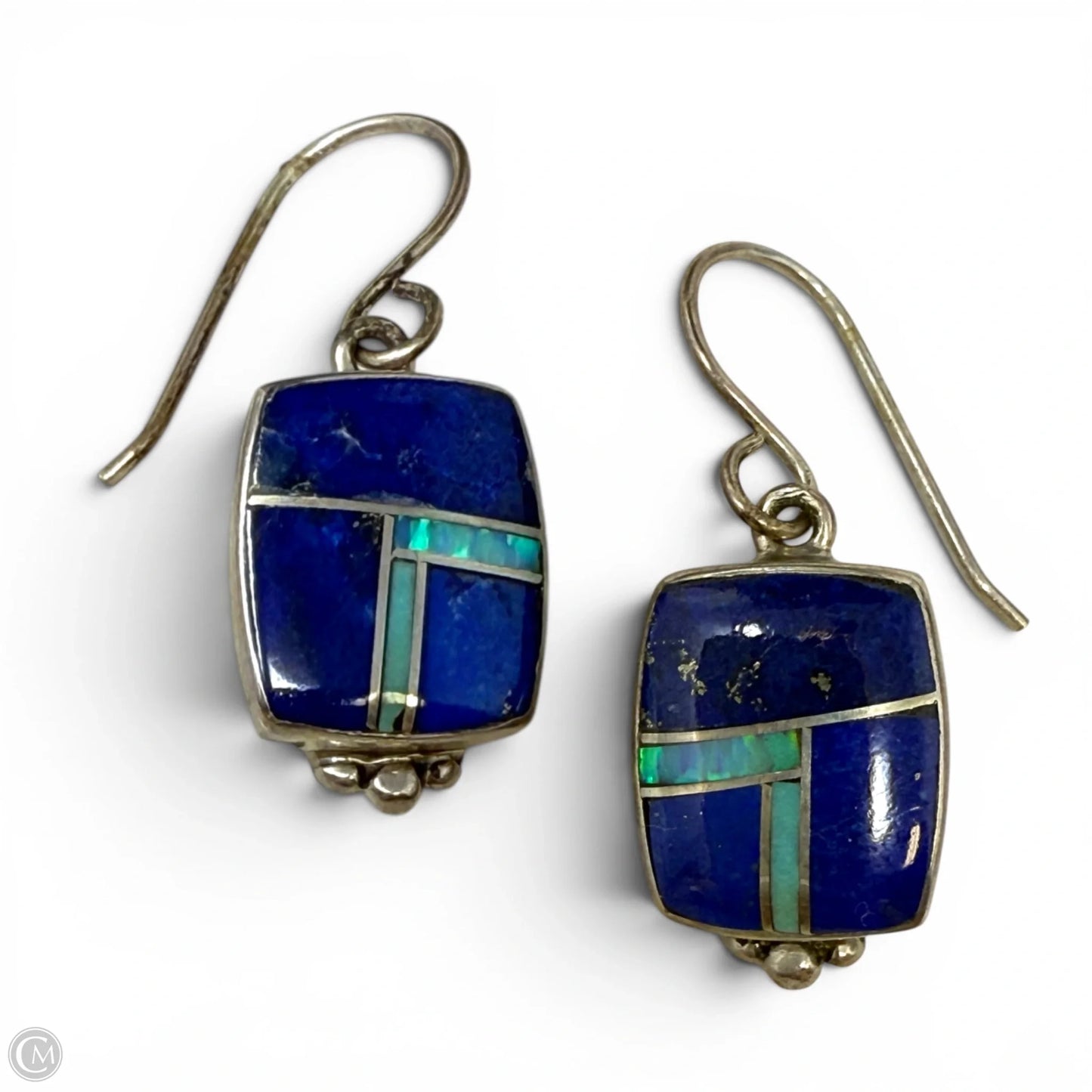 Sterling Silver, Lapis & Opal Dangle Earrings By Webster