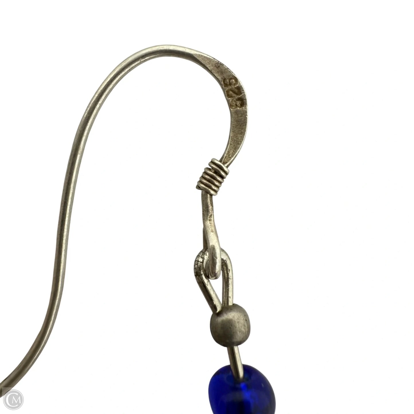 Sterling Silver & Venetian Murano Glass Bead Evil Eye Dangle Earrings