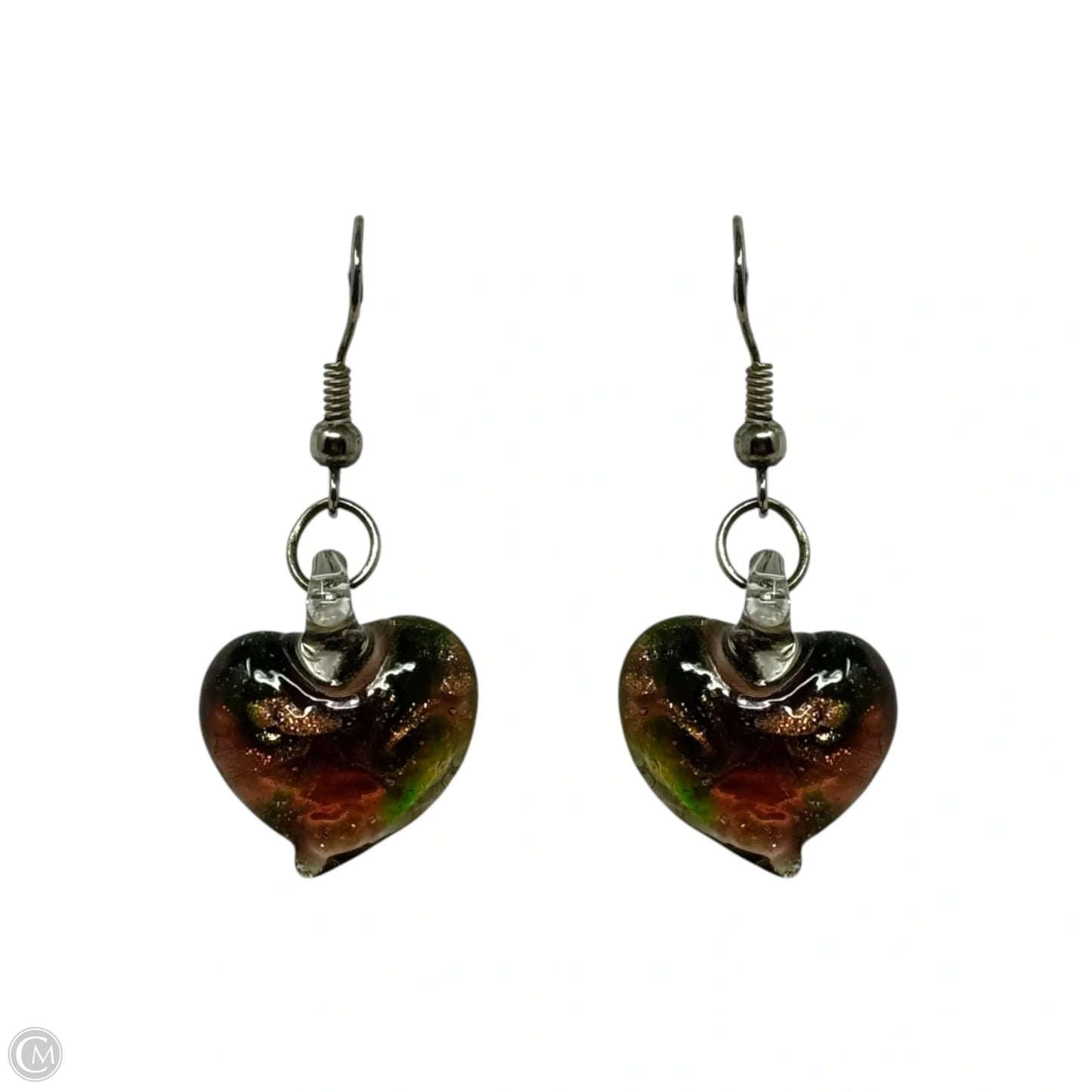 Glass Heart Dangle Earrings
