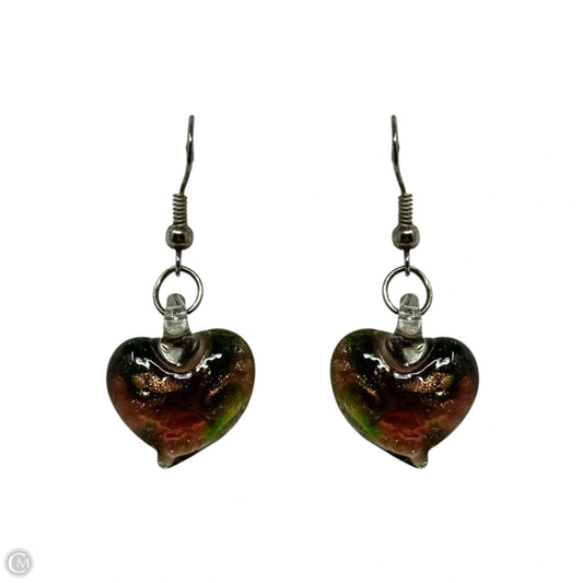 Glass Heart Dangle Earrings