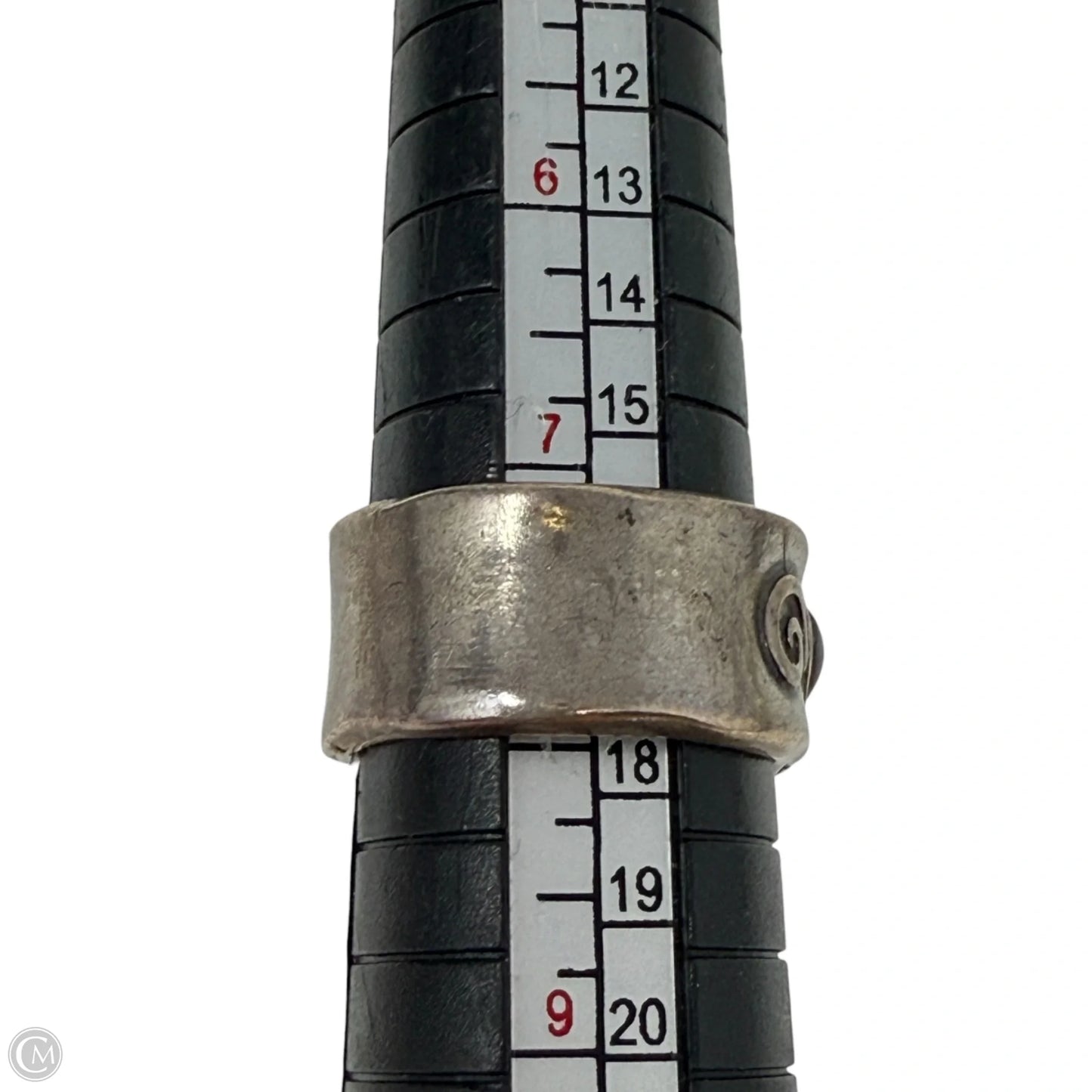 Handmade Oxidized Sterling Silver & Garnet Wide Cigar Band Ring By Didae, Size: 8