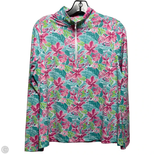 Athletic Top Long Sleeve Collar By Gottex In Floral Print, Size: M