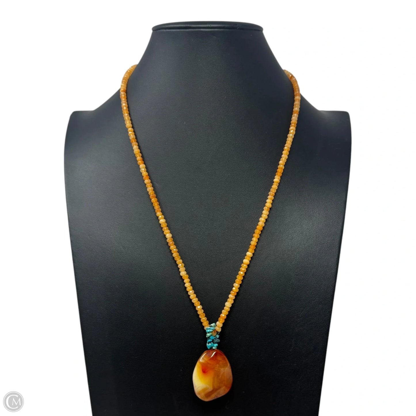 Faceted Carnelian & Howlite Beaded Pendant Necklace