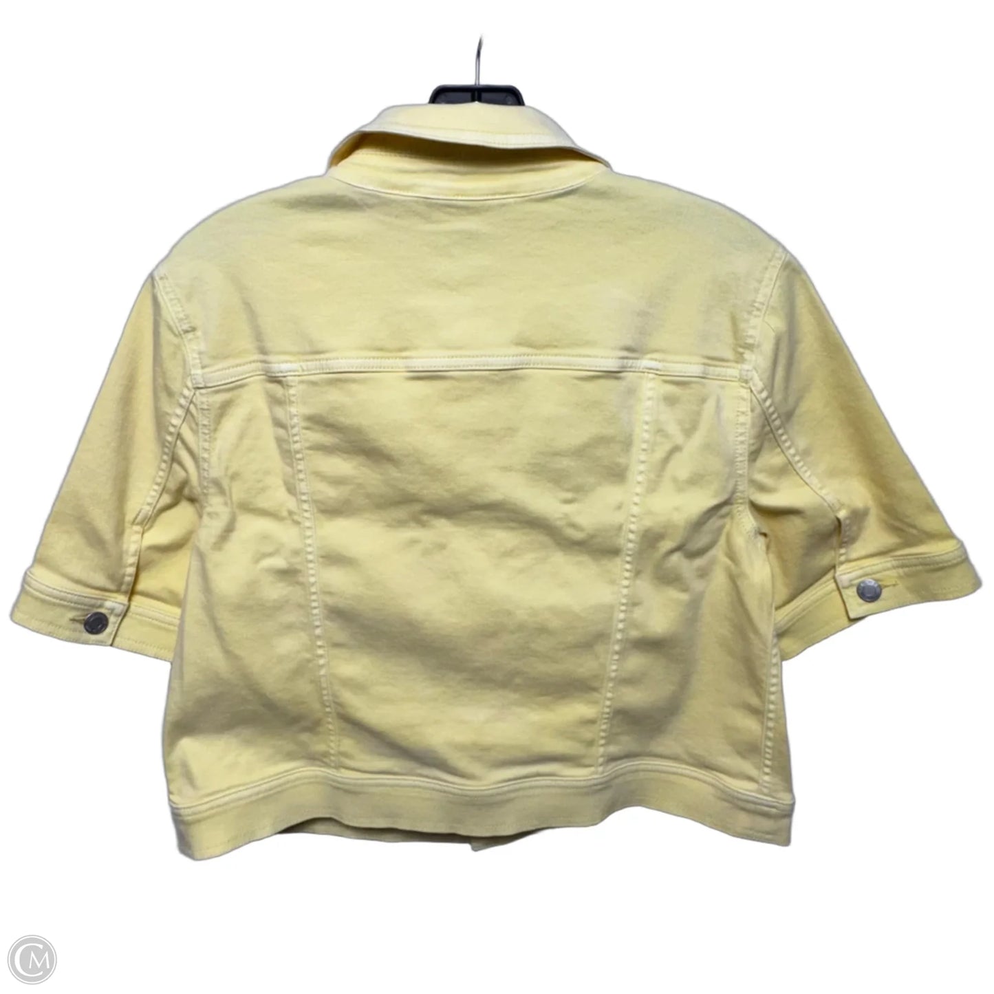 Short Sleeve Denim Jacket By Talbots In Yellow, Size: L